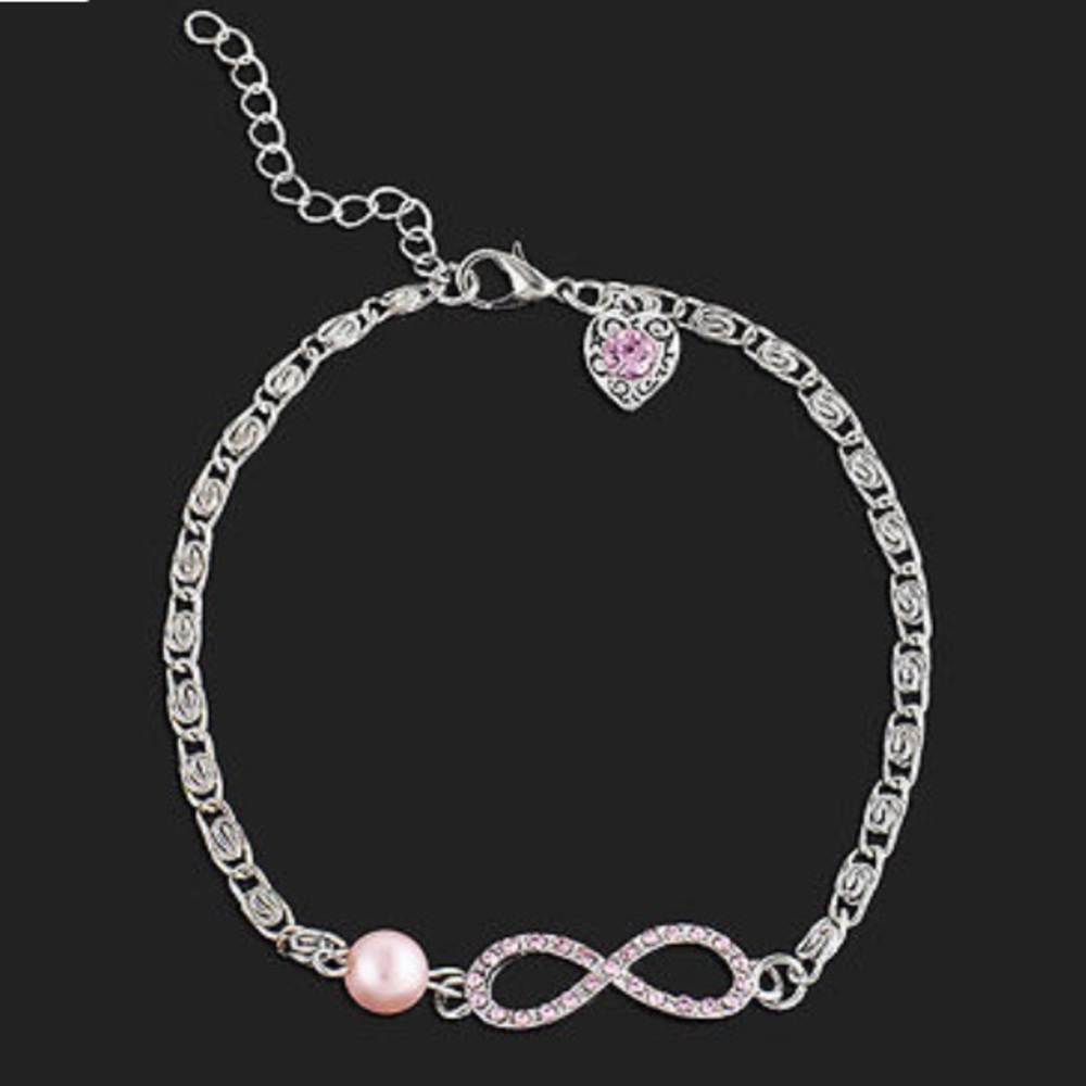 ❤️gorgeous pink rhinestone infinity love bracelet